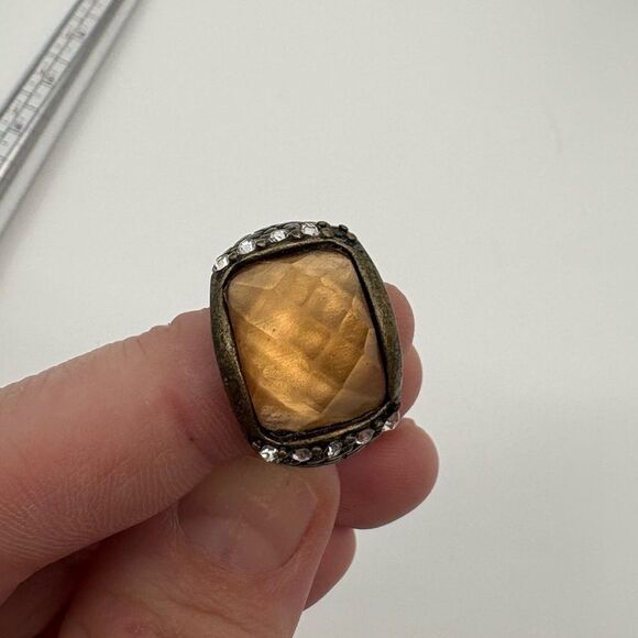 Park Lane Antigua Ring Size 7 Antique Gold Tone Rustic Ring Brown Ivory - Picture 5 of 5